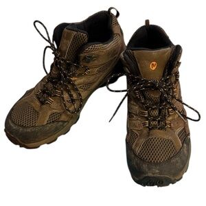 Merrell Moab 2 Mid Waterproof Boys Hiking Boots Brown Size 7 Leather